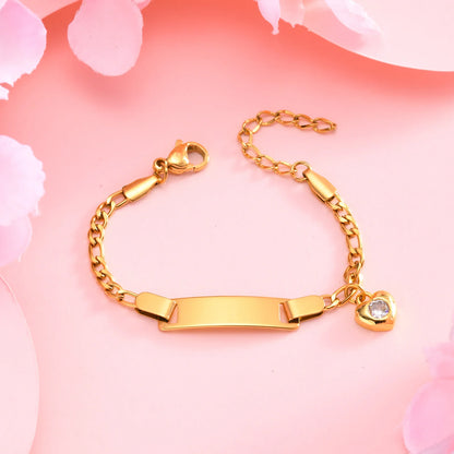 Personalised Baby Name & Birthdate Bracelet | Engravable ID Bracelet with Heart, Star & Moon Charms | New-born Baptism Gift!