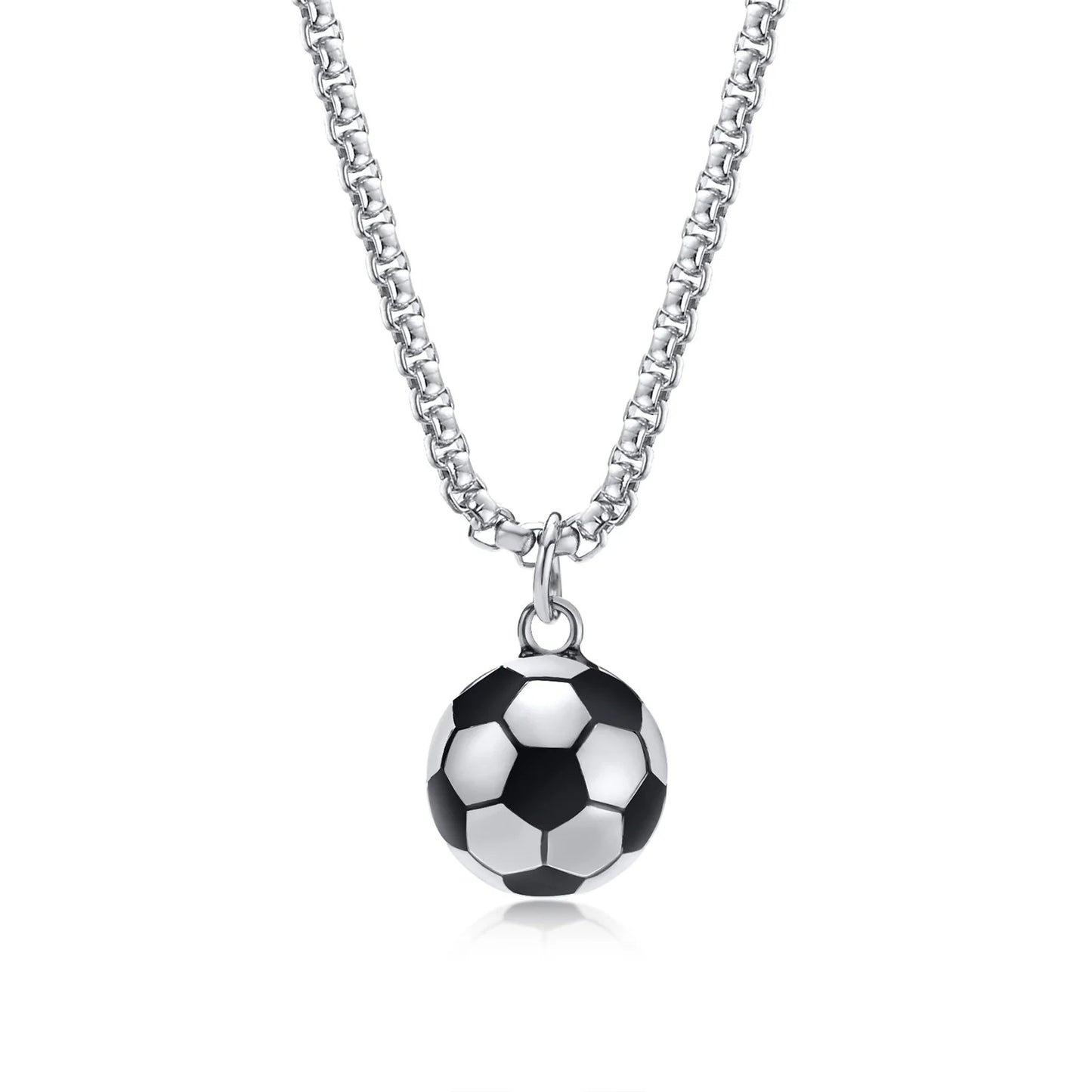 Solid Stainless Steel 3D Football Pendant Necklace for Boys | Soccer Sports Jewellery Birthday Gift!