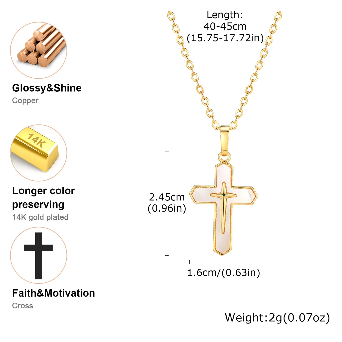 ✨ 14K Gold Plated Cross Pendant Necklace for Girls – Dainty Religious Faith Necklace!