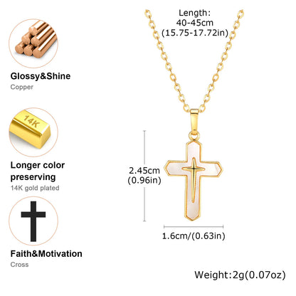 ✨ 14K Gold Plated Cross Pendant Necklace for Girls – Dainty Religious Faith Necklace!