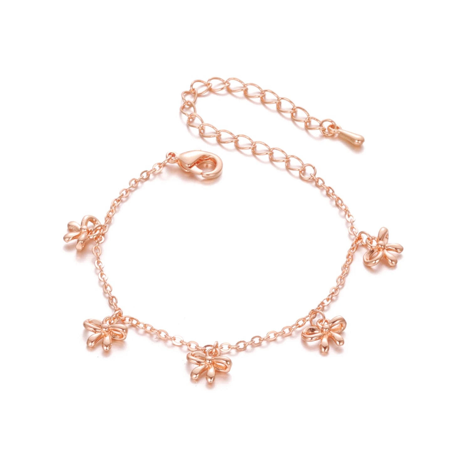 Adorable Girls' Five Bows Charm Bracelet for Birthday Bliss and Bestie Bonding!