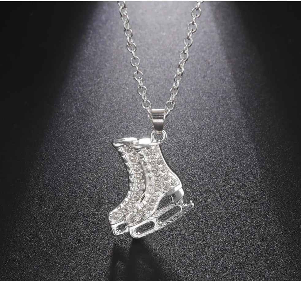 Elevate Your Style: Luxury White Zircon Skate Shoe Pendant Necklaces for Girls!
