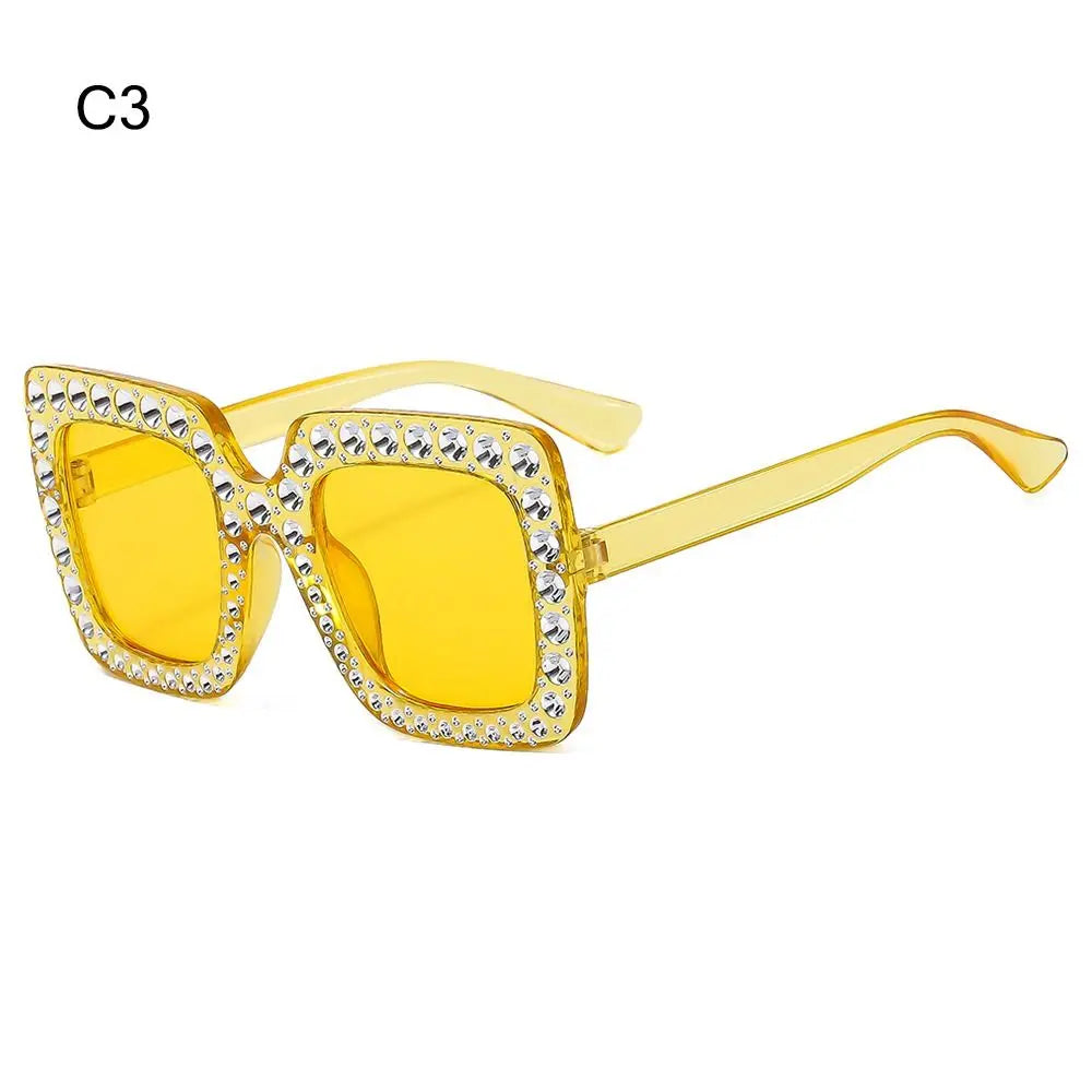 🌈 Sparkling Princess Kids Sunglasses – Oversized Rhinestone Shades with UV400 Protection | Colorful Square Sunglasses for Girls!
