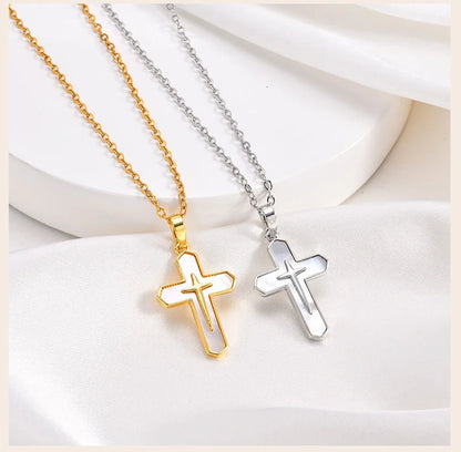 ✨ 14K Gold Plated Cross Pendant Necklace for Girls – Dainty Religious Faith Necklace!