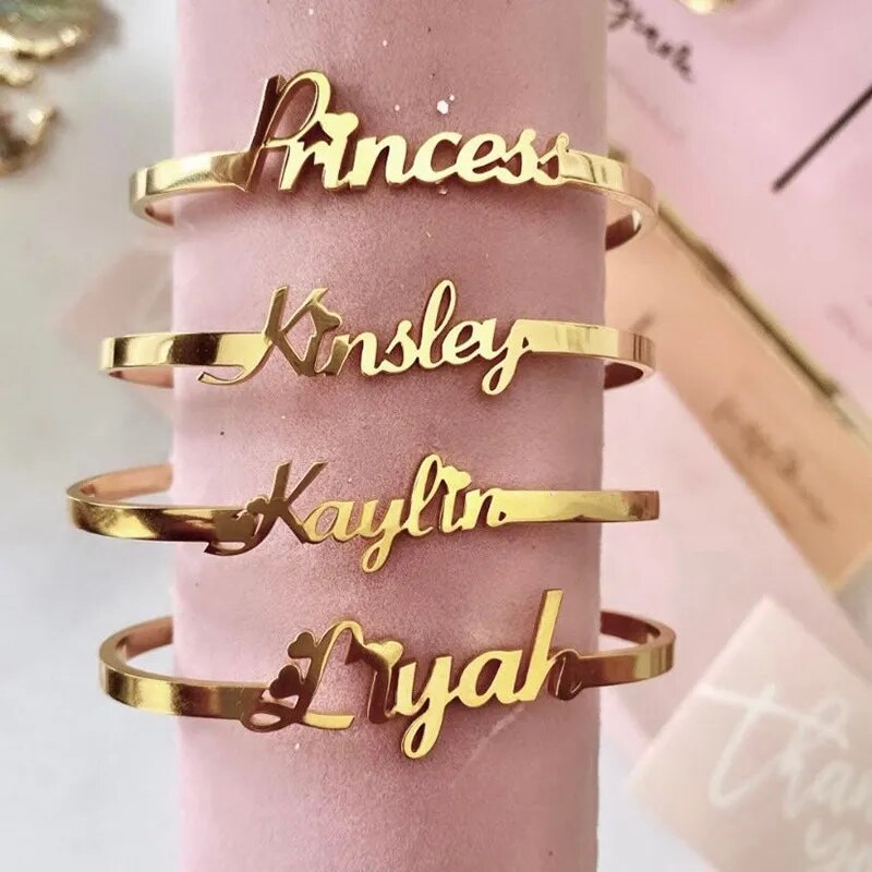 Golden Moments: Custom Name Bangles for Kids - Personalized Elegance in Stainless Steel