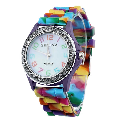 Girls’ Camouflage Bling Quartz Watch| Cool Casual Silicone Wristwatch for Teens & Kids