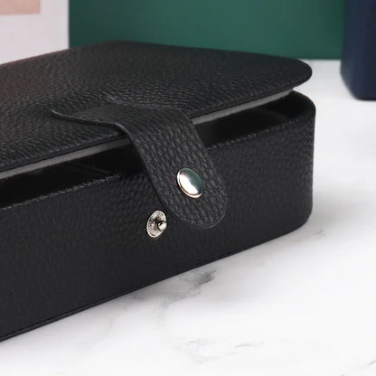 Travel in Style: Portable Button Leather Jewelry Storage Box!