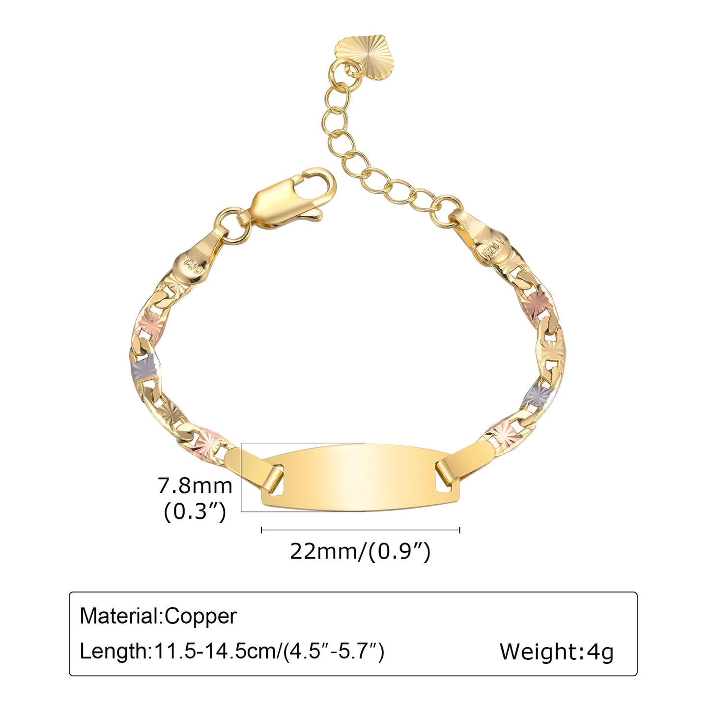 Custom Baby Bracelets for Newborns – Girls & Boys 3-Tone Gold Plated Copper, Anti-Allergy Jewellery Gift!