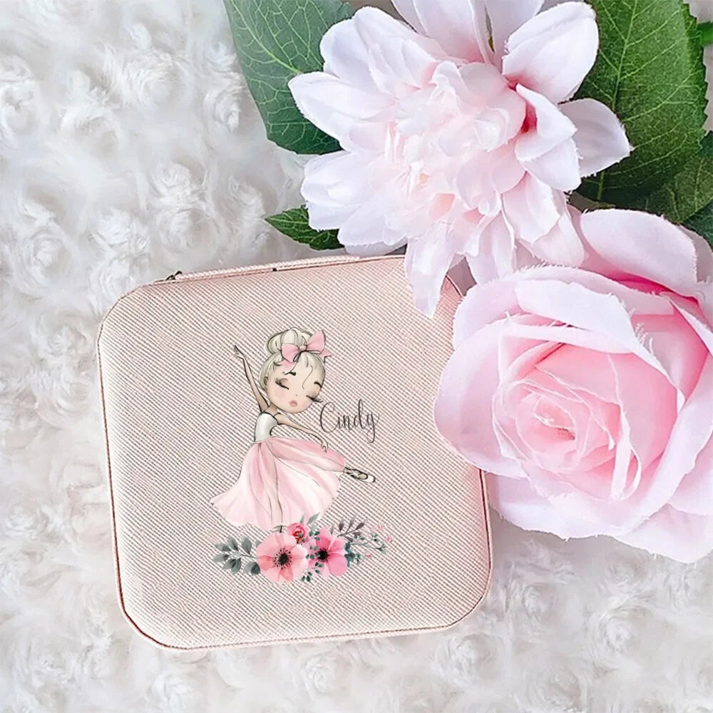 🩰 Handmade Personalized Ballerina Jewellery Travel Case. Custom Name Jewellery Organizer | Portable Storage Box | Perfect Birthday Gift for Girls