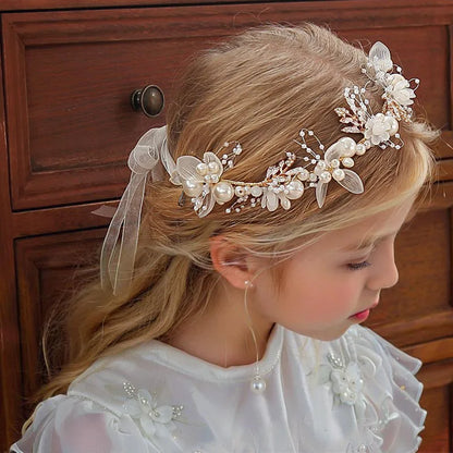 Elegant Girls' Headbands - Perfect for Confirmation, Baptism, Flower Girls, Bridesmaids - A Timeless Headdress of Sophisticated Beauty"