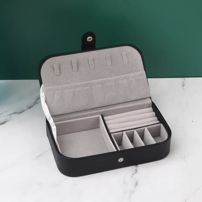 Travel in Style: Portable Button Leather Jewelry Storage Box!
