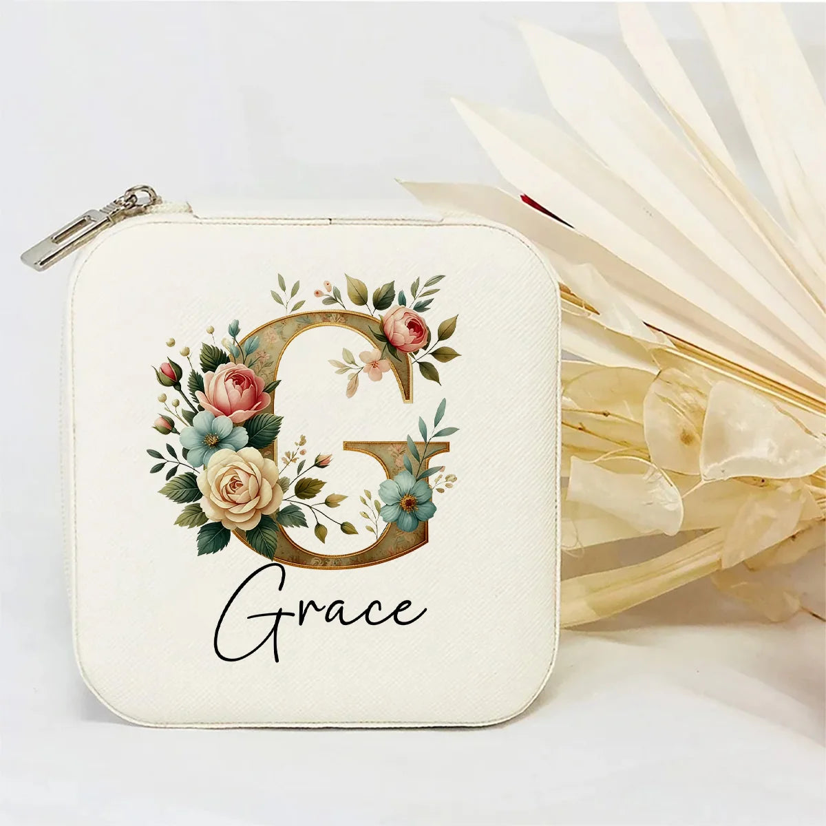 Personalised Initial Letter Jewellery Box | Portable Zipper Travel Jewellery Case | Custom Gift for Girls, Bridesmaids & Birthdays!