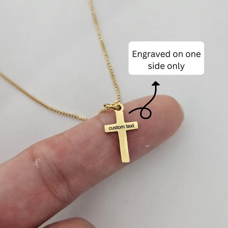 Personalised Gold Plated Cross Necklace for Kids – Custom Engraved Name Necklace for Boys & Girls | Christening, Baptism & Communion Gift.