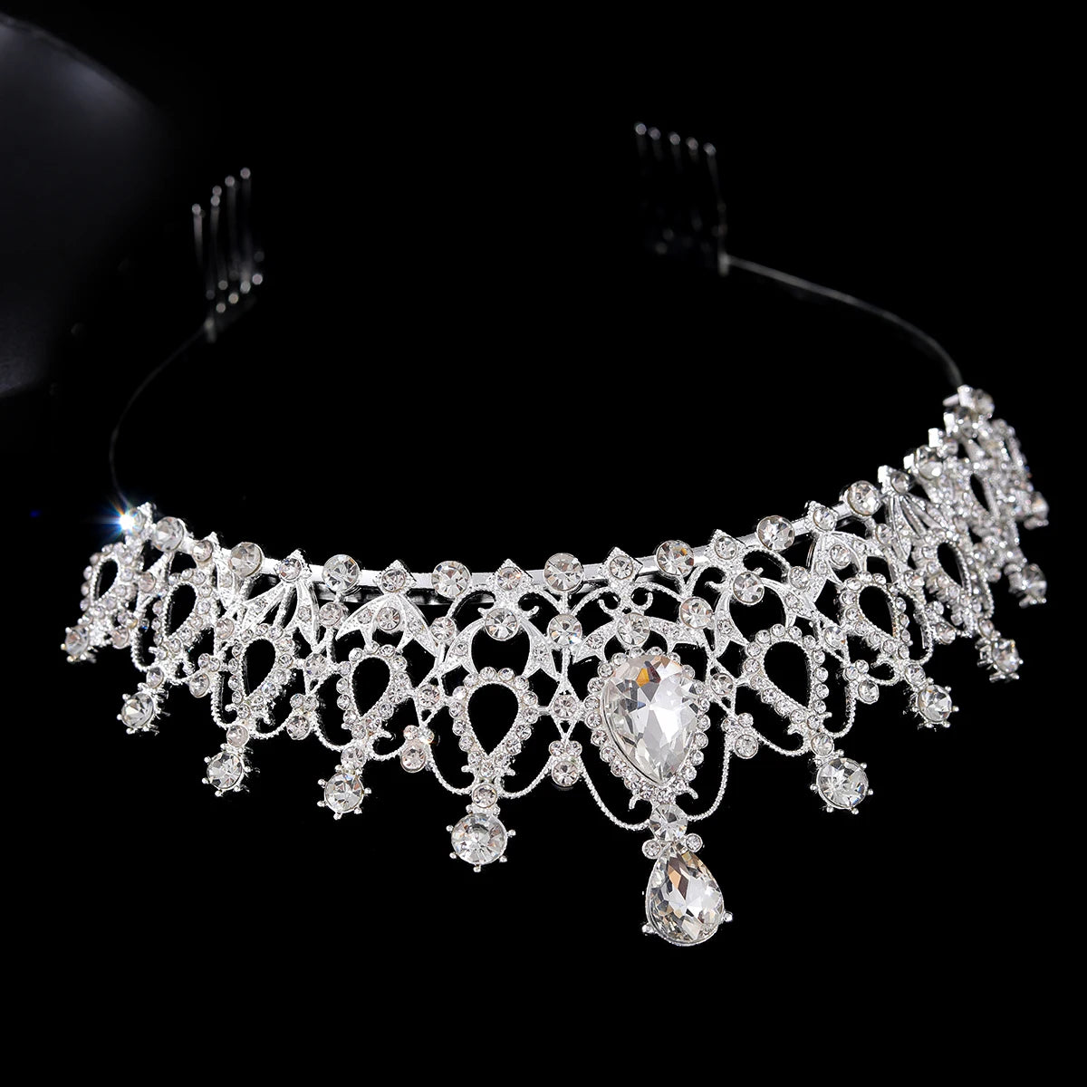 Silver Crystal Tiara with Combs for Girls & Teenagers – Sparkling Princess Crown Hair Accessory for Proms, Pageants, Birthdays & Weddings.