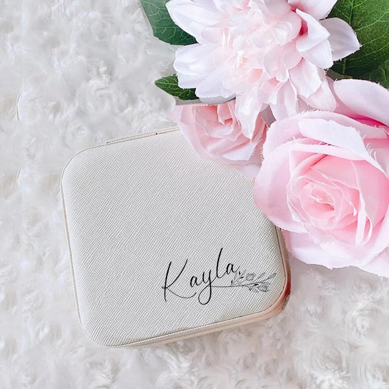 Personalised Square Jewellery Box | Travel Jewellery Case & Organiser | Custom Bridesmaid, Birthday & Mother’s Day Gift!