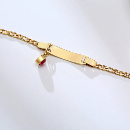 Celebrate Milestones: Engravable Link Chain Bracelet with Name Birth Date Plate!