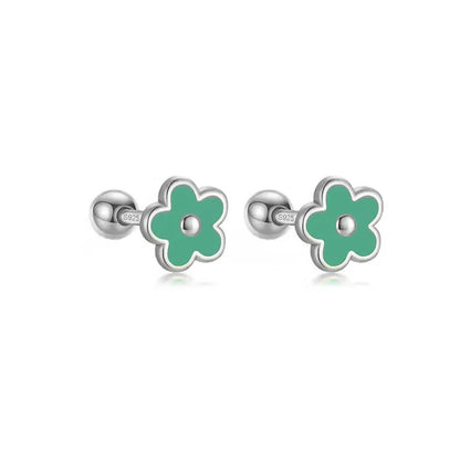 925 Sterling Silver Flower Screw Back Stud Earrings for Girls – Hypoallergenic Piercing Jewelry Gift | Simple & Elegant Kids Earrings 🌟