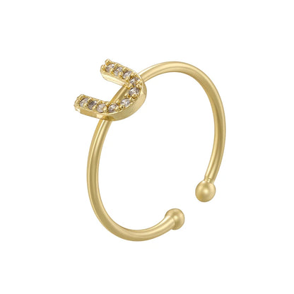 A-Z Initial Letter Zircon Ring for Boys & Girls | Adjustable Gold Alphabet Ring | Unisex Kids & Teen Jewellery Gift!