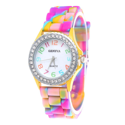 Girls’ Camouflage Bling Quartz Watch| Cool Casual Silicone Wristwatch for Teens & Kids
