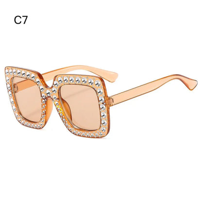 🌈 Sparkling Princess Kids Sunglasses – Oversized Rhinestone Shades with UV400 Protection | Colorful Square Sunglasses for Girls!