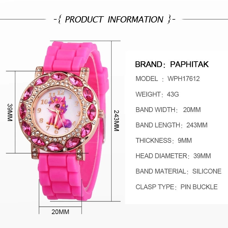 Magical Moments Await with Our Girls' Unicorn Pink Silicone Quartz Wristwatch! - Kids Jewellery Shop