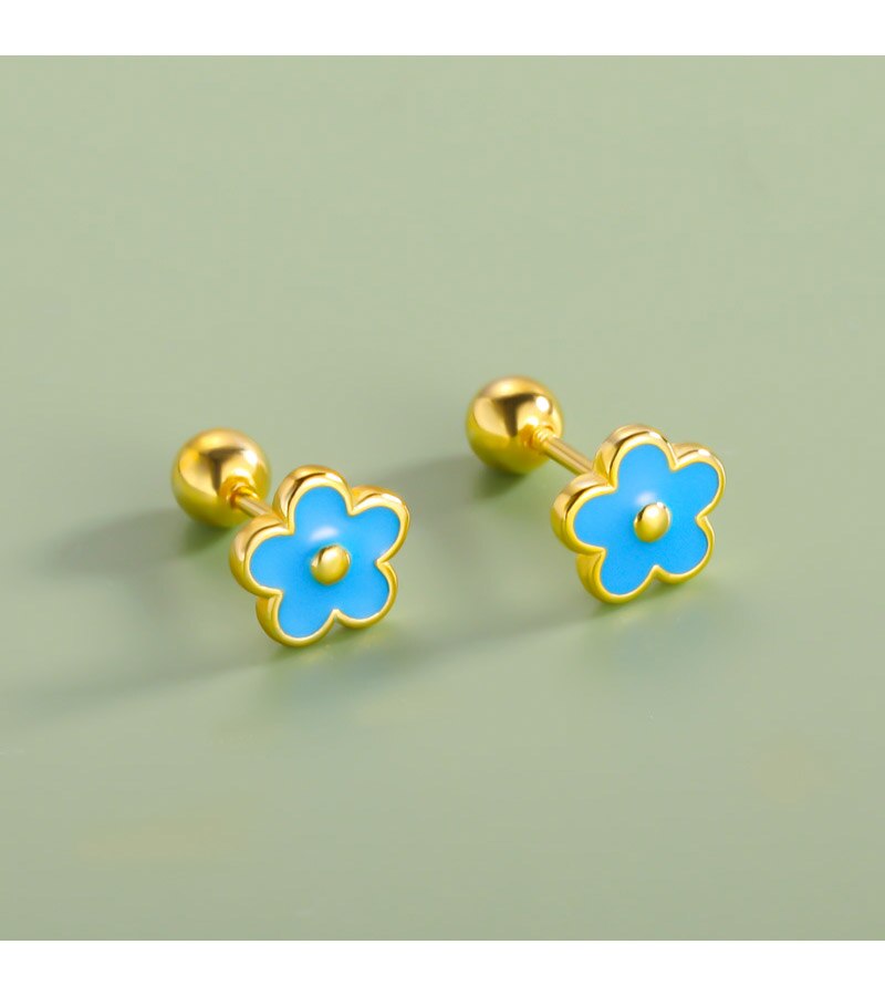 Radiate Beauty with Glaze Flower Stud Earrings: Real 925 Sterling Silver Jewellery for Girls!