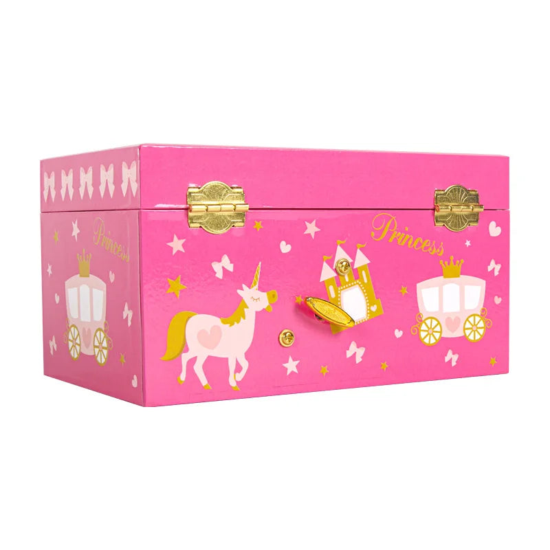 Unicorn Castle Music Jewelry Storage Box with Makeup Mirror & Spinning Ballerina | Fairy Tale Gift for Girls!