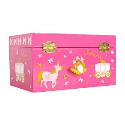 Unicorn Castle Music Jewelry Storage Box with Makeup Mirror & Spinning Ballerina | Fairy Tale Gift for Girls!