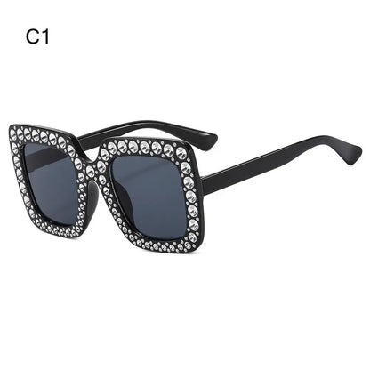 🌈 Sparkling Princess Kids Sunglasses – Oversized Rhinestone Shades with UV400 Protection | Colorful Square Sunglasses for Girls!
