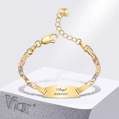 Custom Baby Bracelets for Newborns – Girls & Boys 3-Tone Gold Plated Copper, Anti-Allergy Jewellery Gift!