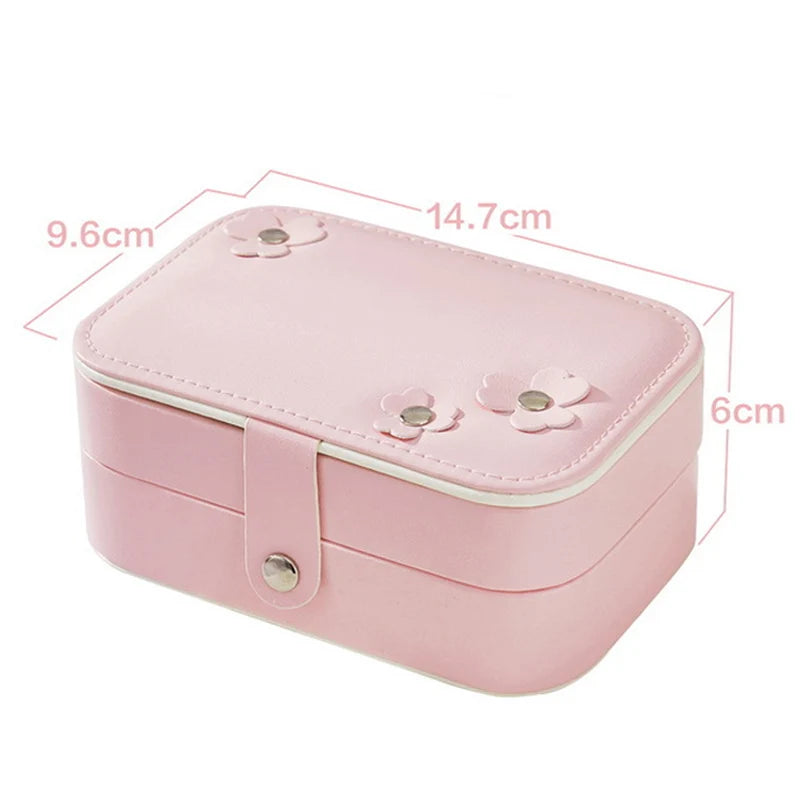 Chic and Compact: 2 Tier Leather Jewelry Storage Box for Girls, Teens, and Women!