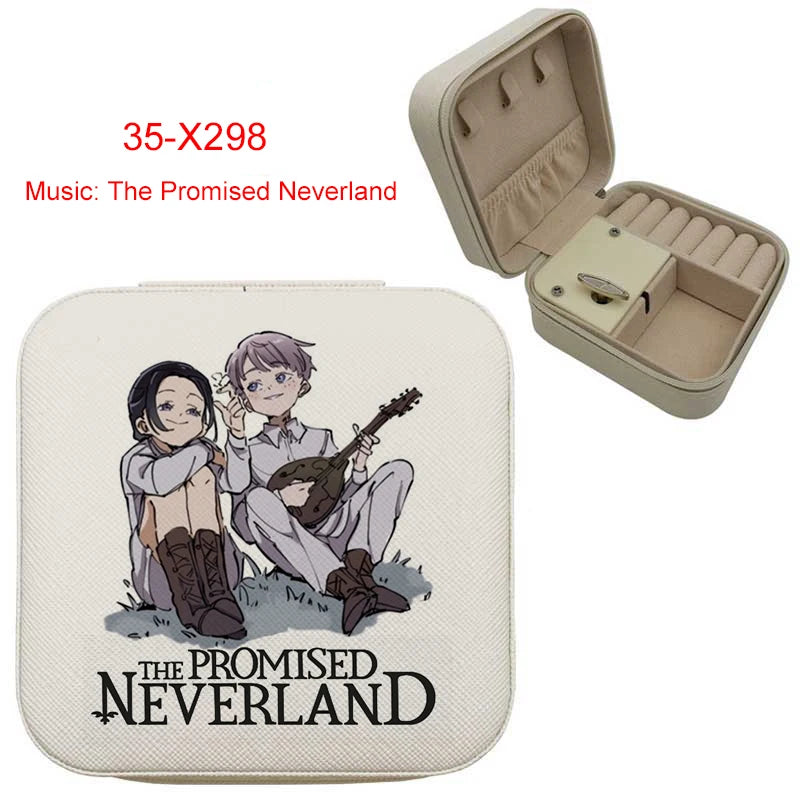 Anime Musical Jewellery Box | The Promised Neverland Music Box | White Leather Travel Jewellery Case | Cute Gift!