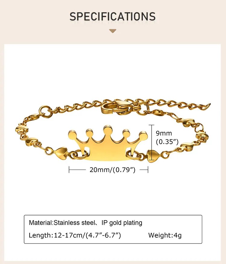Royal Charm: Personalized Name Crown Bracelet for Kids - a Non-Allergic Crown Jewel for Birthday and Christening Gifts - Kids Jewellery Shop