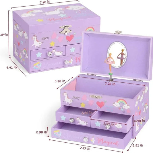 Dreamy Unicorn Castle Ballet Music Jewelry Storage Box | Hand-Cranked Gift for Girls!