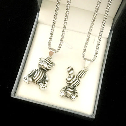 Embrace Playful Style: Cute Rabbit Bear Pendant Necklace! Perfect for Boys and Girls!