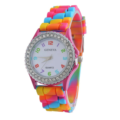 Girls’ Camouflage Bling Quartz Watch| Cool Casual Silicone Wristwatch for Teens & Kids