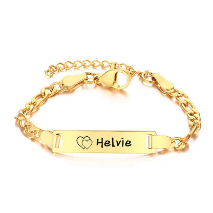 Personalized Baby ID Bracelet – Custom Engraved Name & Date | Gold Plated Stainless Steel Bracelet for Little Boys & Girls | Keepsake Gift!