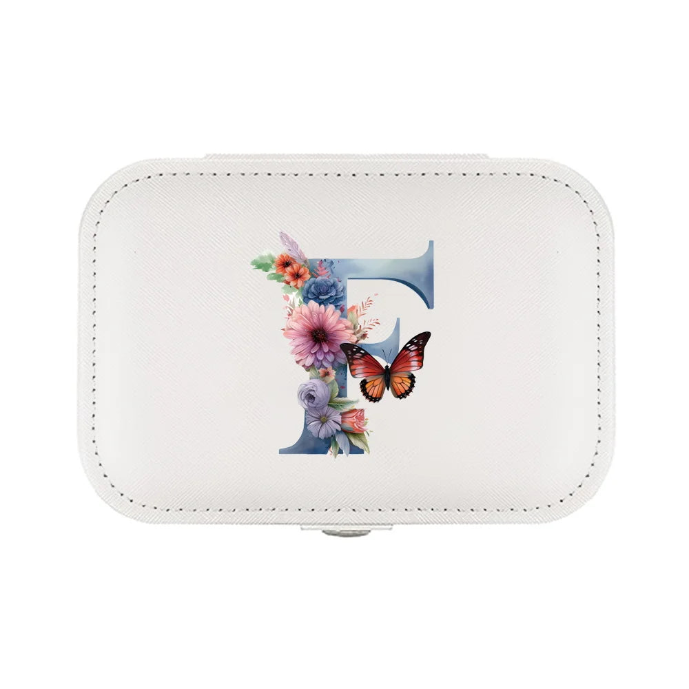 Customized Flowers & Butterfly Letters Jewelry Case: Your Stylish Travel Companion!