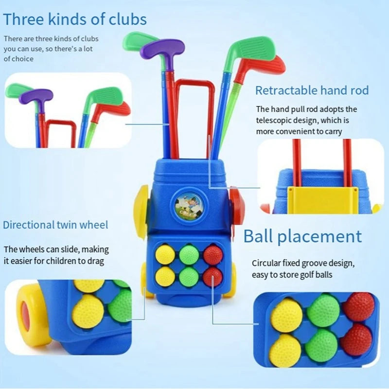 Little Pros in the Making: Kids Golf Clubs Set with Golf Cart - Perfect Sport Toys Gift for Young Golf Enthusiasts!