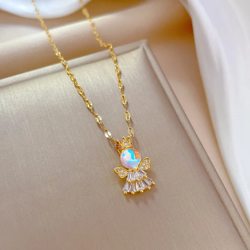 Angelic Elegance: Crowned Angel Jewelry Set for Girls! - Kids Jewellery Shop