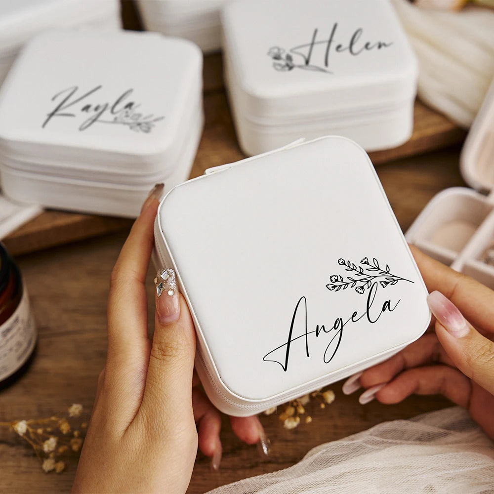 Personalised Square Jewellery Box | Travel Jewellery Case & Organiser | Custom Bridesmaid, Birthday & Mother’s Day Gift!