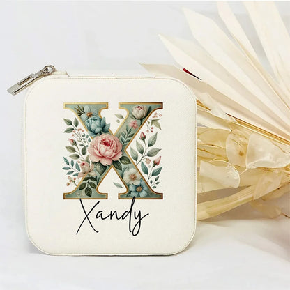 Personalised Initial Letter Jewellery Box | Portable Zipper Travel Jewellery Case | Custom Gift for Girls, Bridesmaids & Birthdays!