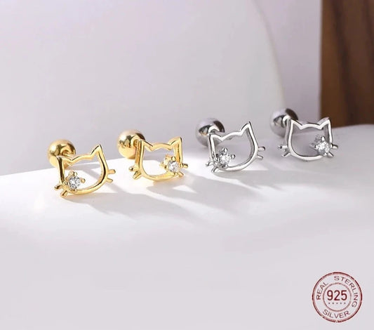 Purr-fectly Adorable: 925 Sterling Silver Cat Earrings - Ideal Jewelry Gift for Girls, Teens, and Women! - Kids Jewellery Shop