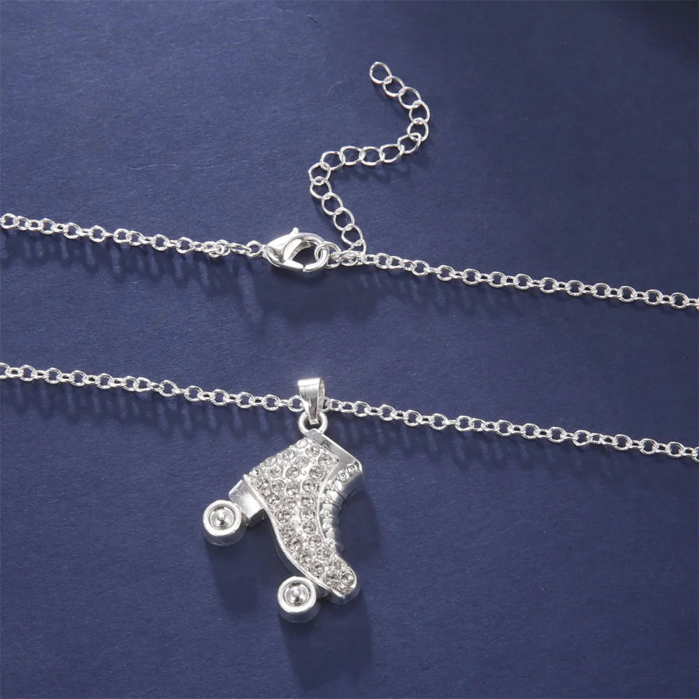 Elevate Your Style: Luxury White Zircon Skate Shoe Pendant Necklaces for Girls! - Kids Jewellery Shop