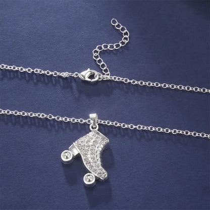 Elevate Your Style: Luxury White Zircon Skate Shoe Pendant Necklaces for Girls! - Kids Jewellery Shop