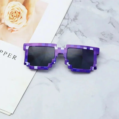 Kids Funny Pixel Sunglasses – Square Mosaic Cosplay Action Game Toy Glasses for Children!