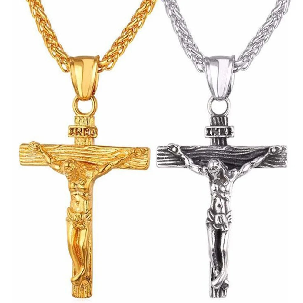 Trendy 18K Gold Plated Crucifix Cross Pendant Necklace for Boys & Girls | Religious Jewellery Gift for Kids