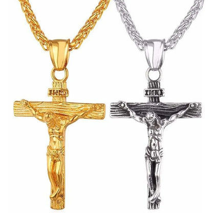 Trendy 18K Gold Plated Crucifix Cross Pendant Necklace for Boys & Girls | Religious Jewellery Gift for Kids