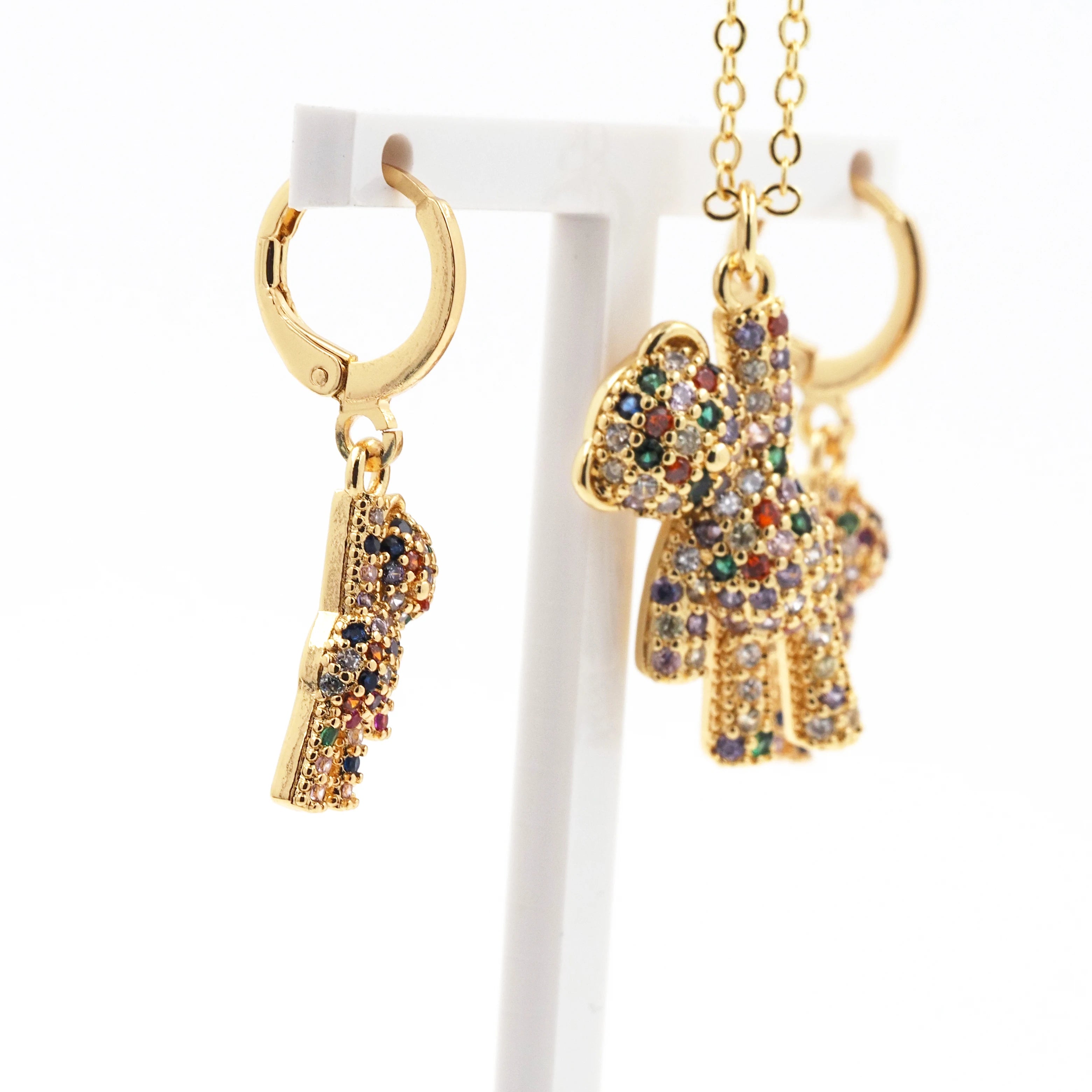 Dazzling Girls, Teens' Multi-Coloured Crystal Bear Jewelry Set. Perfect Birthday Gift!
