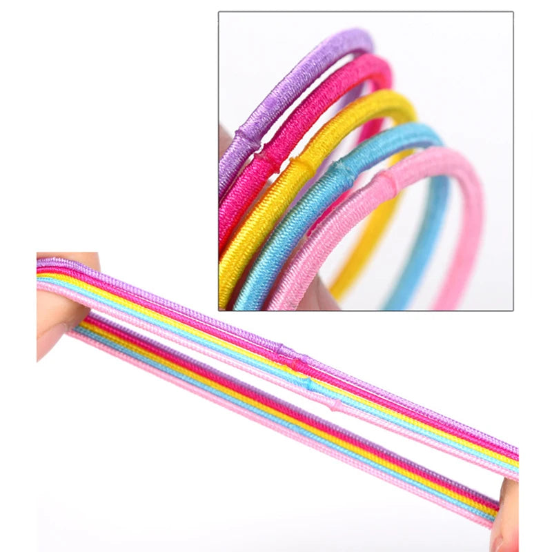 100Pcs Girls Elastic Hair Bands | 3cm Basic Rubber Hair Ties | Kids Ponytail Bands & Everyday Hair Accessories!